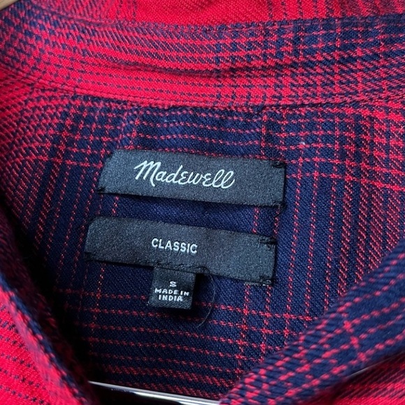 *SALE* Madewell Ex Boyfriend Plaid Button Shirt Red and Navy - Picture 3 of 6